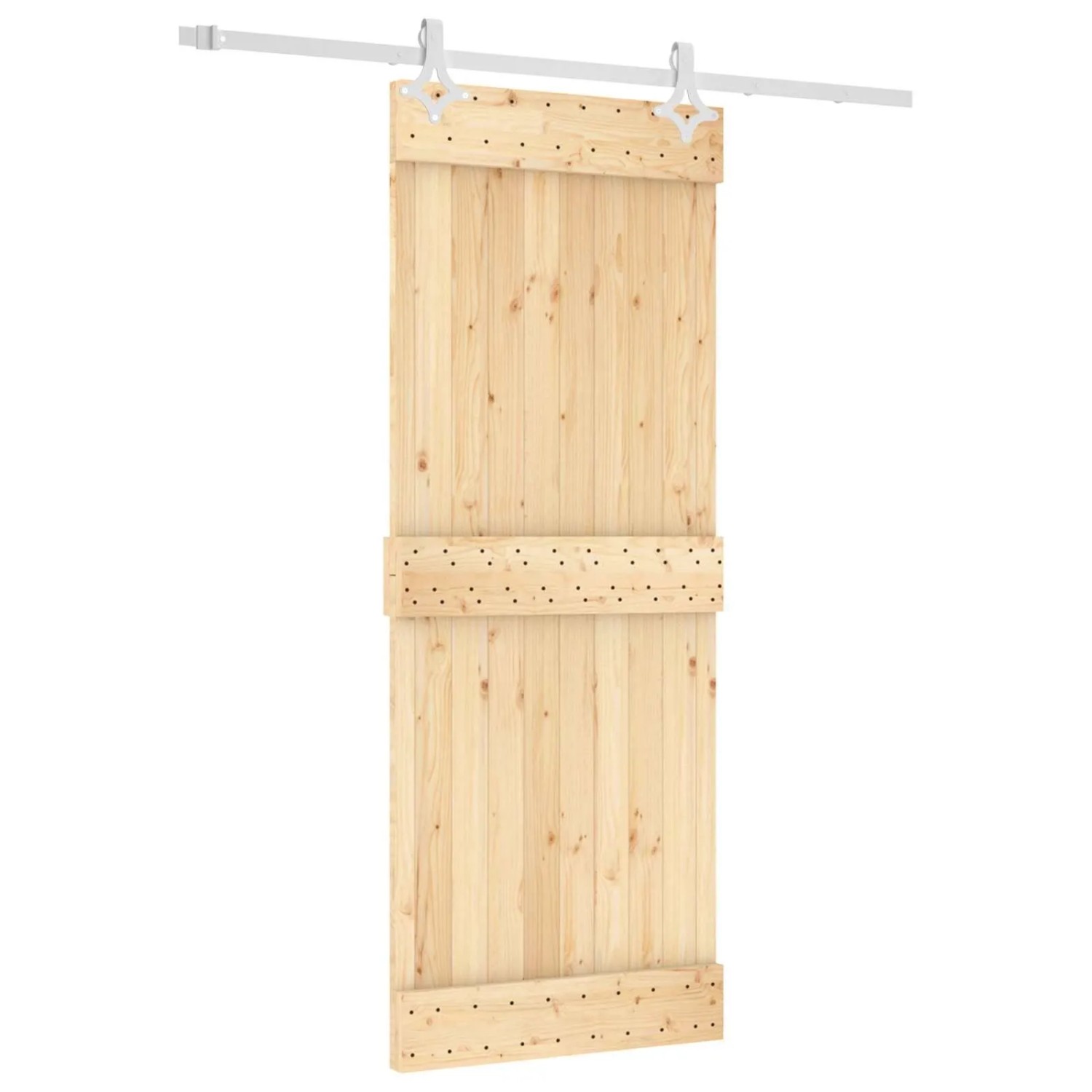 vidaXL Schiebetür Natur und Weiß 80 x 210 cm Massivkiefer 3445102