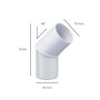 Weißer Inefa Fallrohrbogen 45 Grad aus PVC, DN 75, 13 cm hoch, für Dachentwässerung. Kunststoff-Dachrinnen Zubehör.