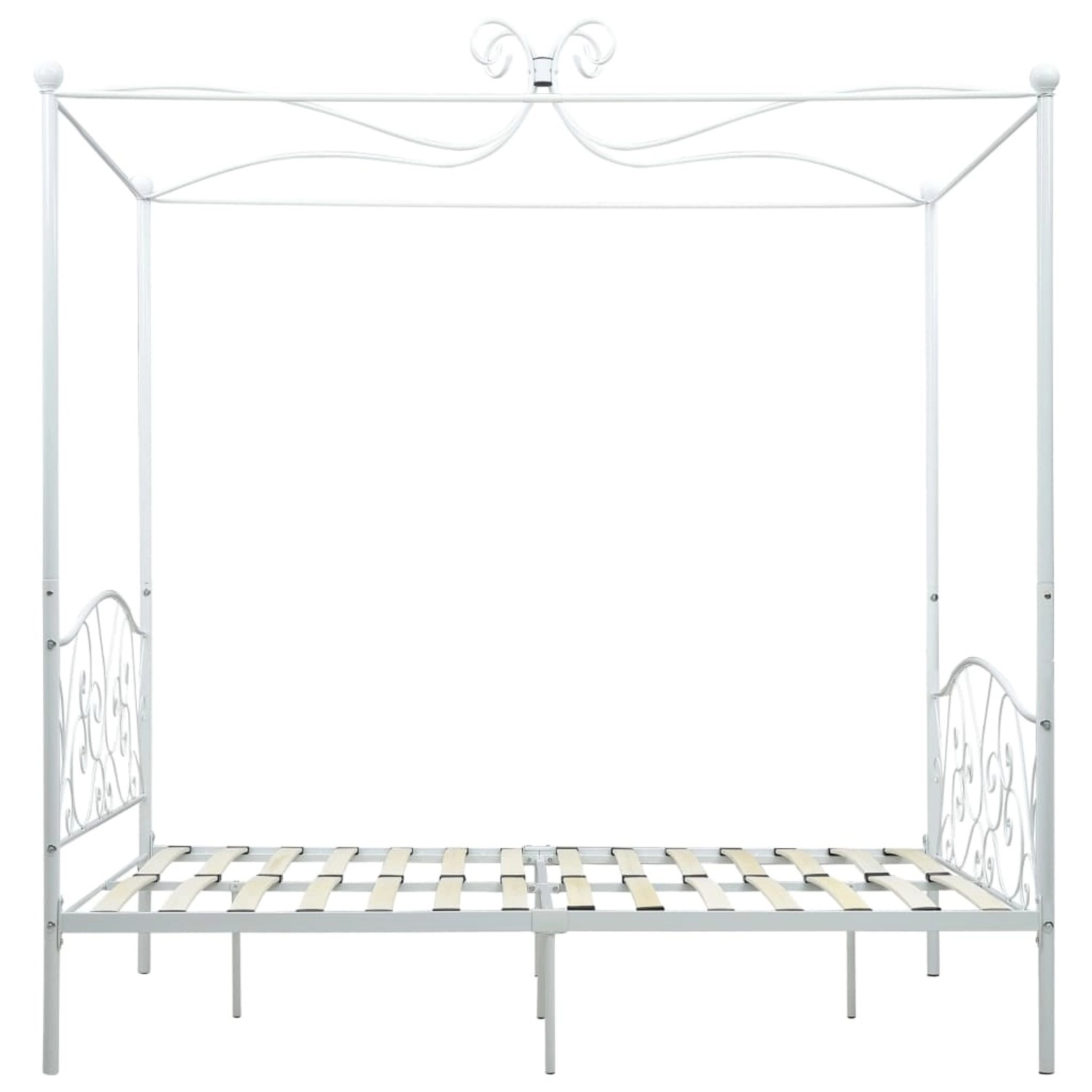 Weißes Metall Himmelbett-Gestell 120x200 cm mit Lattenrost für romantische Schlafzimmer