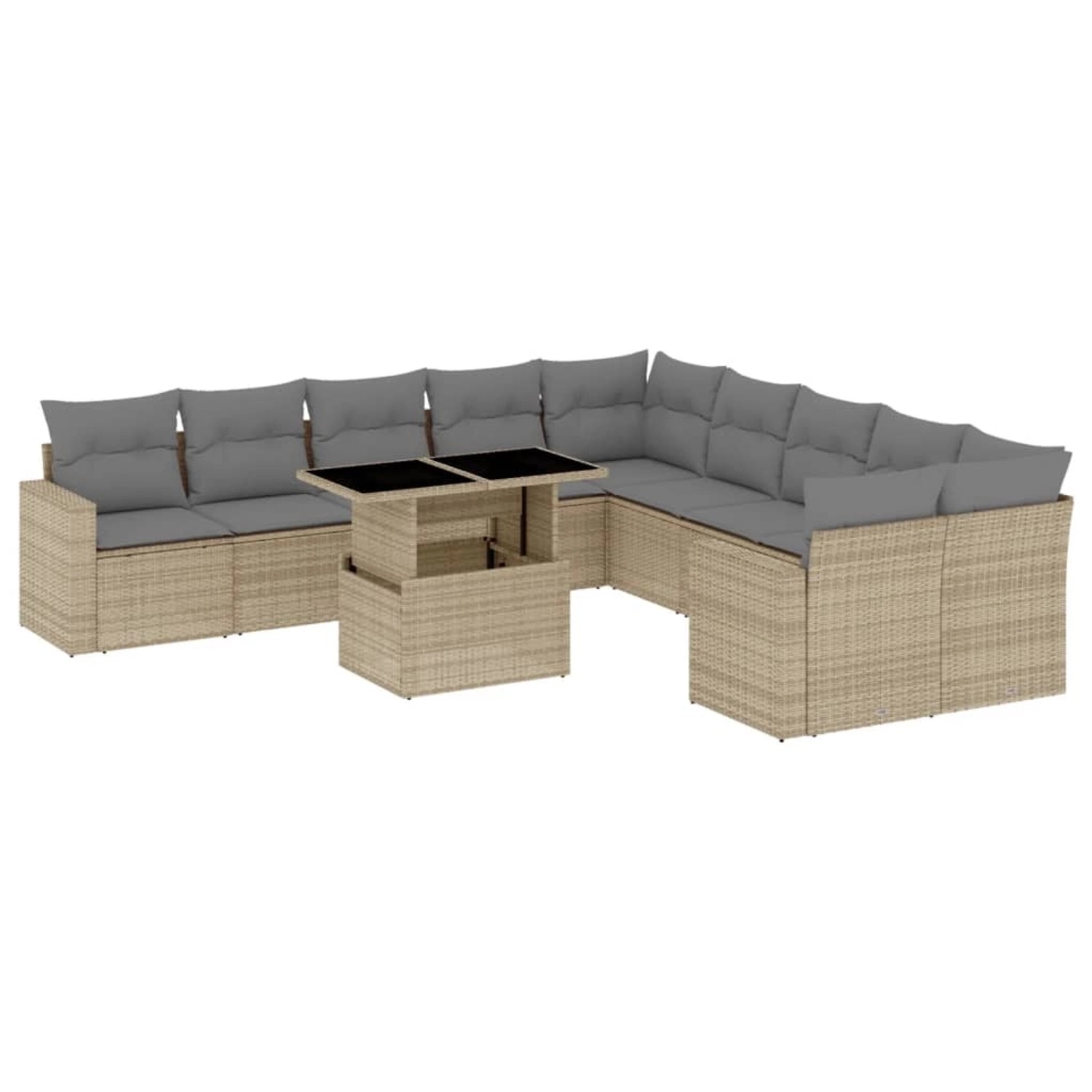 vidaXL 11-Tlg Garten-Sofagarnitur mit Kissen Beige Poly Rattan 3267539 günstig online kaufen