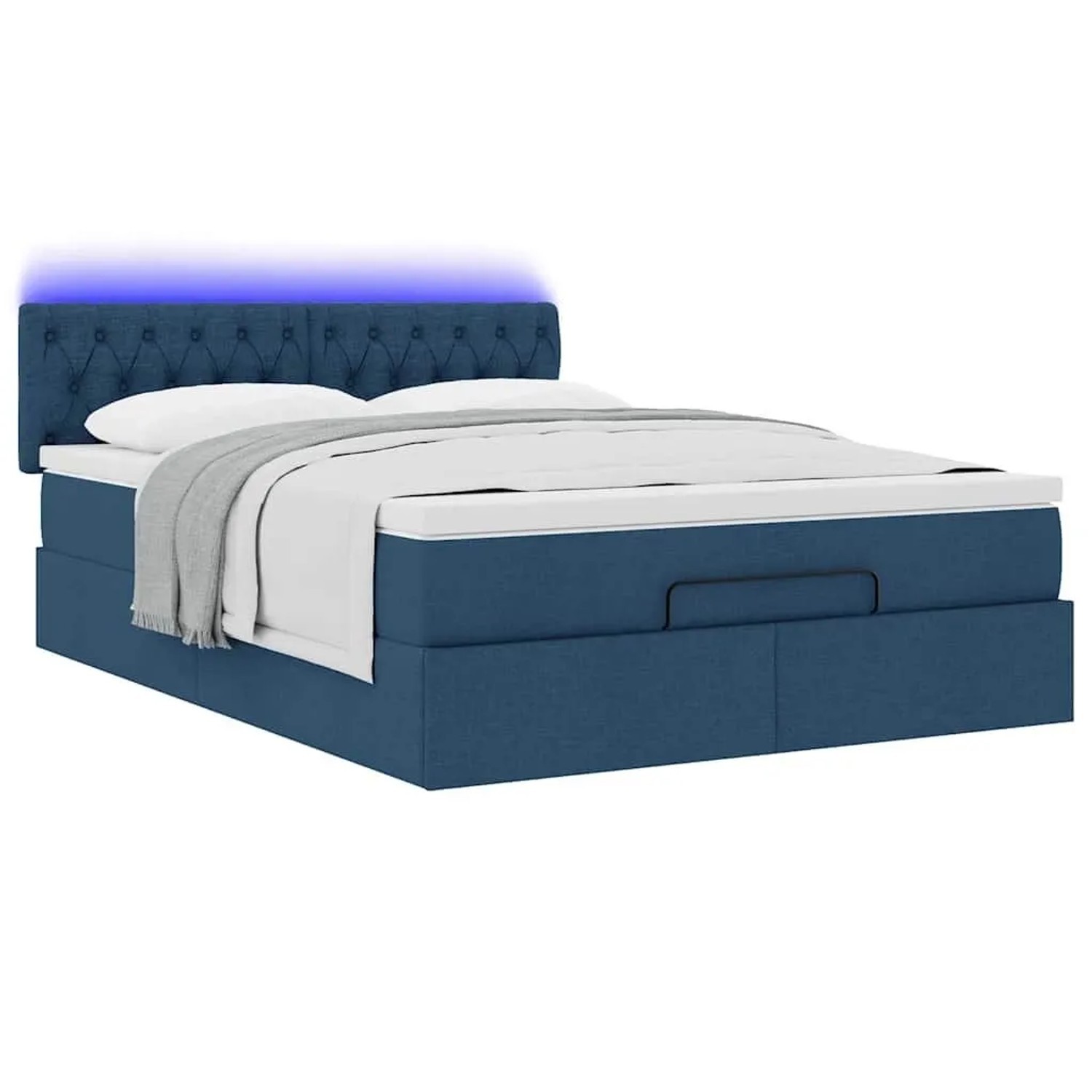 vidaXL Ottoman-Bett mit Matratze und LEDs Blau 140x200 cm Stoff 3312401