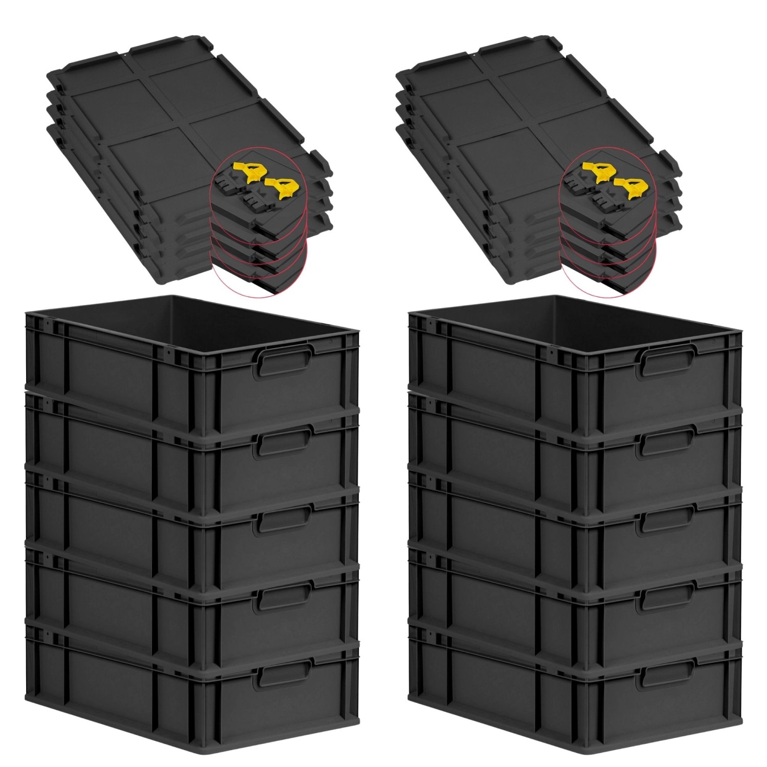 PROREGAL SuperSparSet 10x Eurobox Nextgen Grip Mit Scharnierdeckel Und Gelb günstig online kaufen