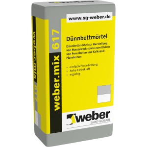 Sack weber.mix 617 Dünnbettmörtel 25 kg für Porenbeton und Kalksandsteine.