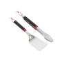 Weber Grillbesteck-Set, 2-teilig: Wender und Grillzange aus Edelstahl mit schwarzen Griffen.