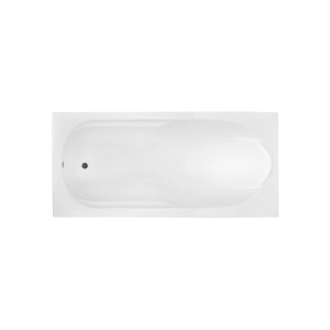 Weiße rechteckige BONA Badewanne 160x70 aus Acryl mit Ablauf und Überlauf. Moderne Rechteck-Badewanne.
