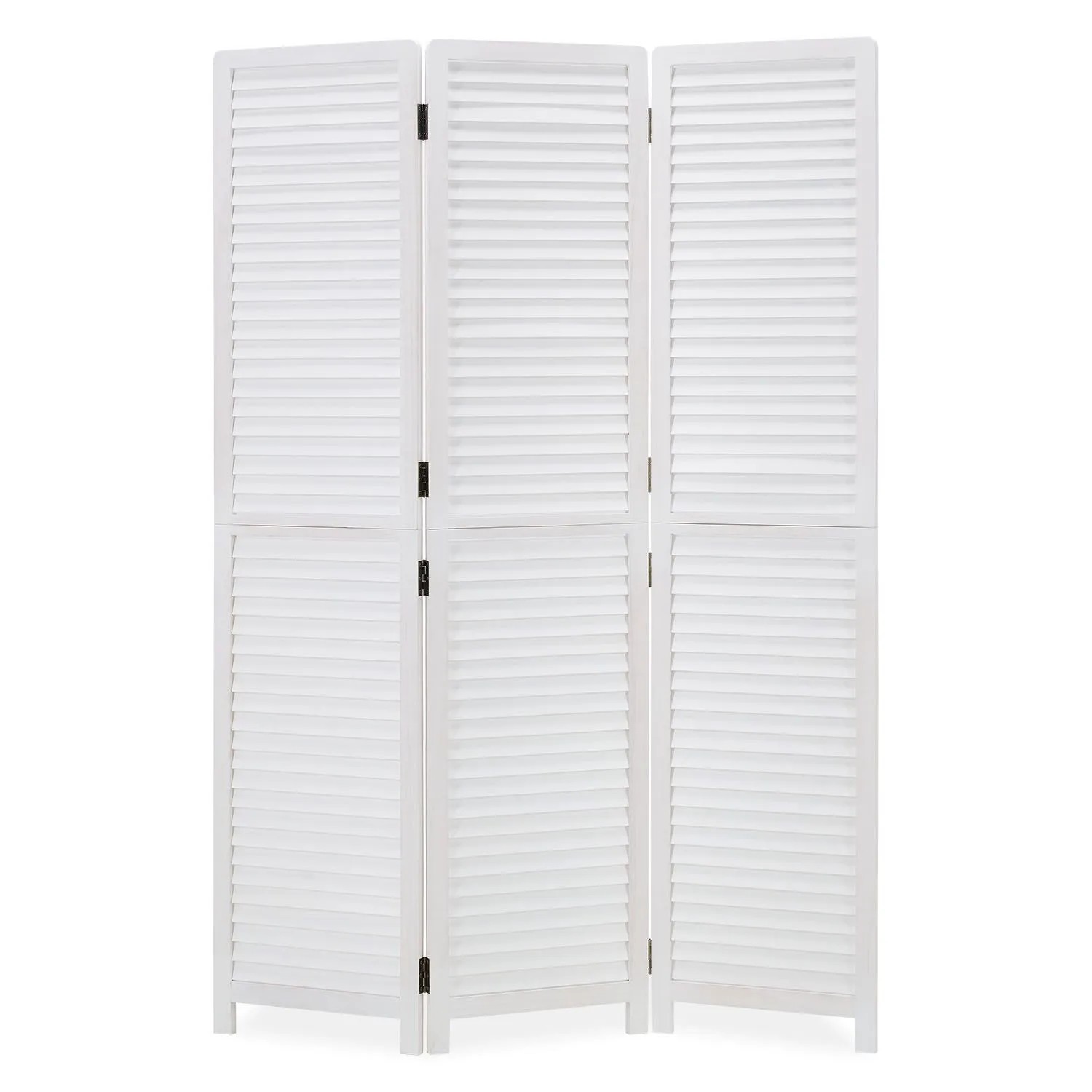 Homestyle4u 3-tlg. Paravent in Weiß 120x170 cm 1357