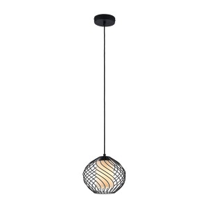 Lindby Pendelleuchte Cedrice 9624896 Retro Vintage Antik in Schwarz aus Metall 1-flammig E27 Wohnzimmerleuchte