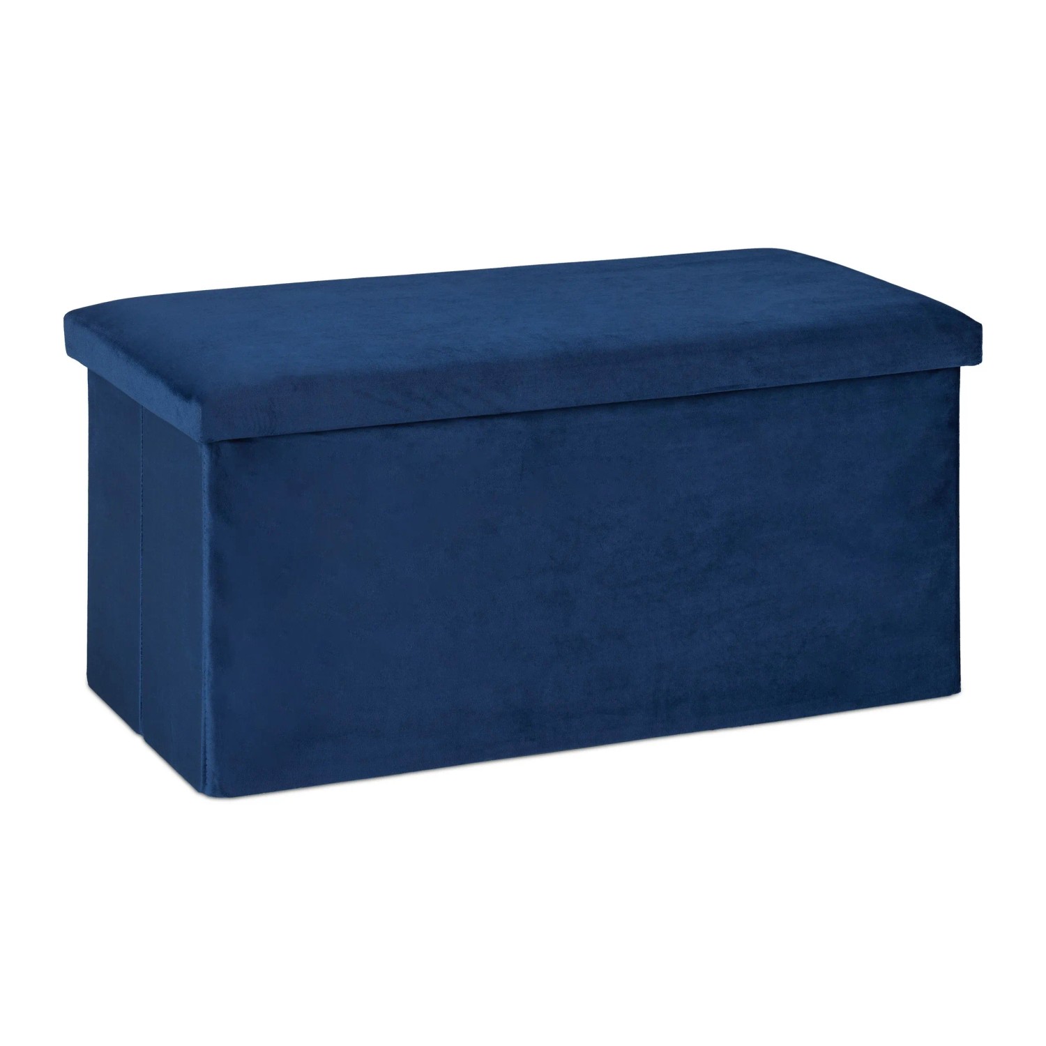Relaxdays Sitzbank Samt Blau Faltbar mit Stauraum 38 cm x 77 cm x 39 cm 4,9 kg