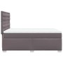 Graues vidaXL Boxspringbett (140x200 cm) mit Matratze und Kunstlederbezug.