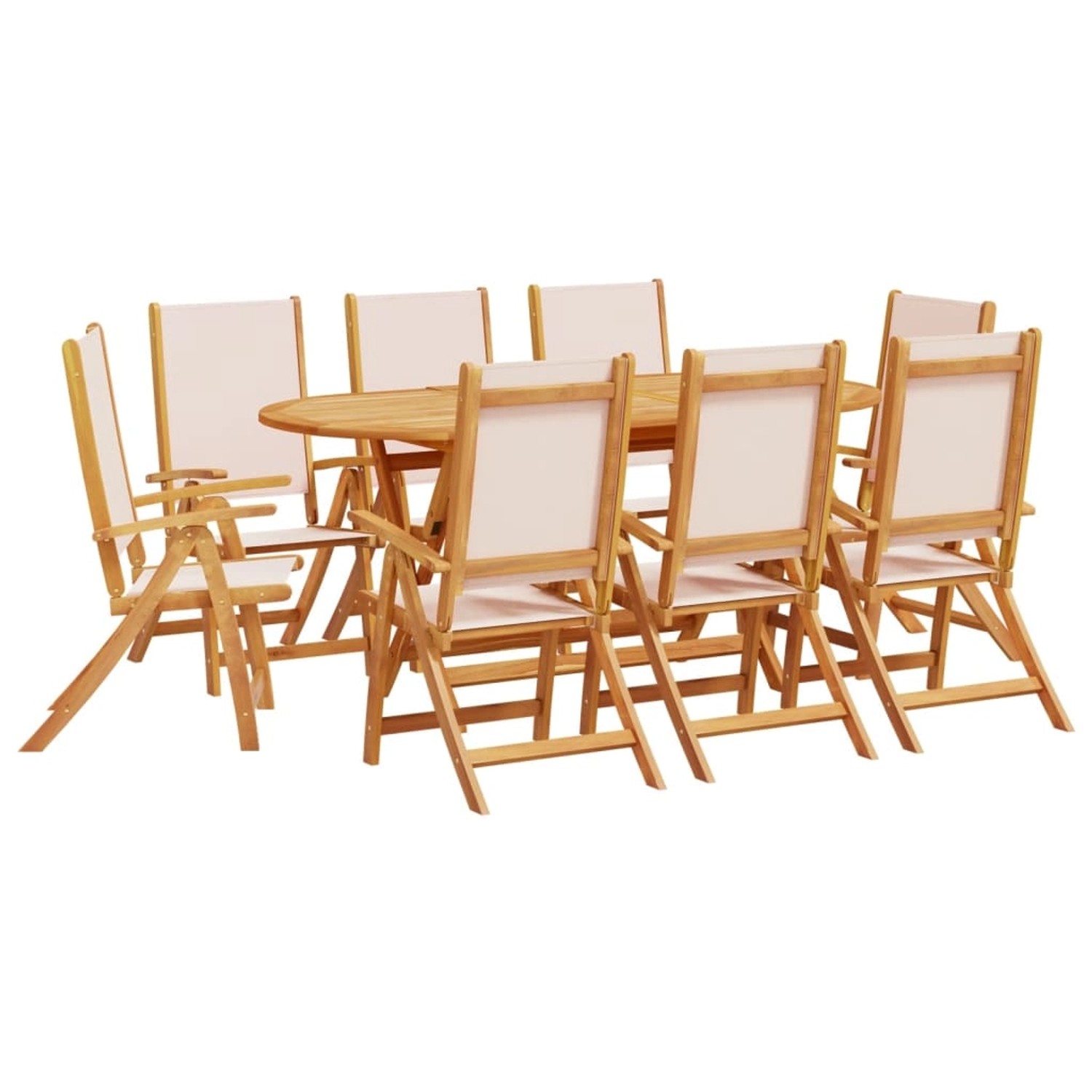 vidaXL 9-Tlg Garten-Essgruppe Massivholz Akazie und Textilene 3279271 günstig online kaufen
