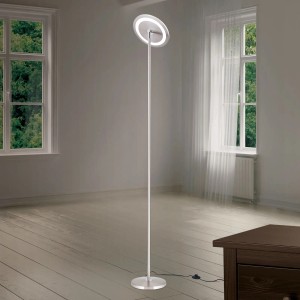 Moderne LED Stehleuchte Oscar von Orion Leuchten in Satin-Optik für Innenräume.