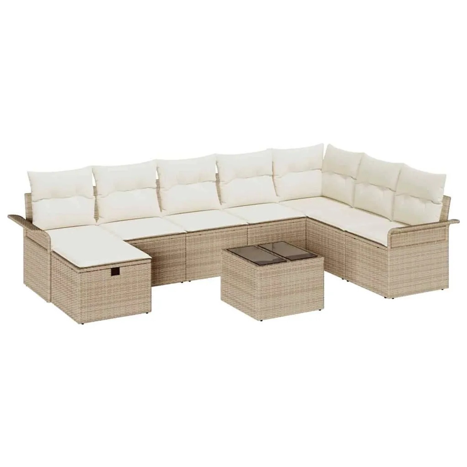 vidaXL Gartensofa-set mit Kissen 9-Tlg Beige und Creme Poly-Rattan 3358940 günstig online kaufen