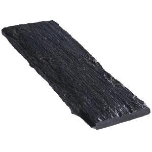 Rechteckige Schiefer-Trittplatte in Rost-Schwarz, 100x30 cm, für Gartenwege.