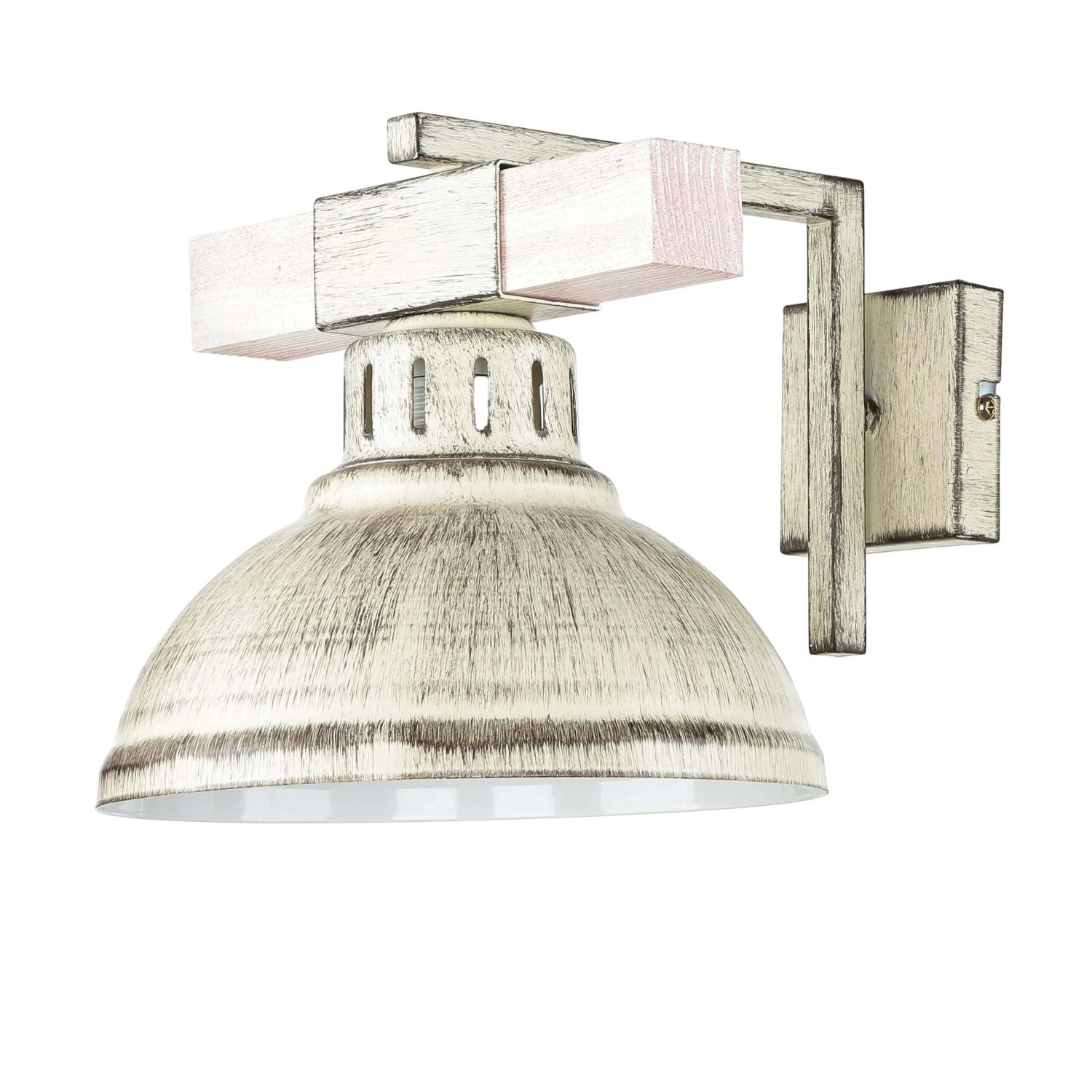 Licht-Erlebnisse Wandleuchte Vintage E27 21 cm Breit Shabby Weiß Metall Holz