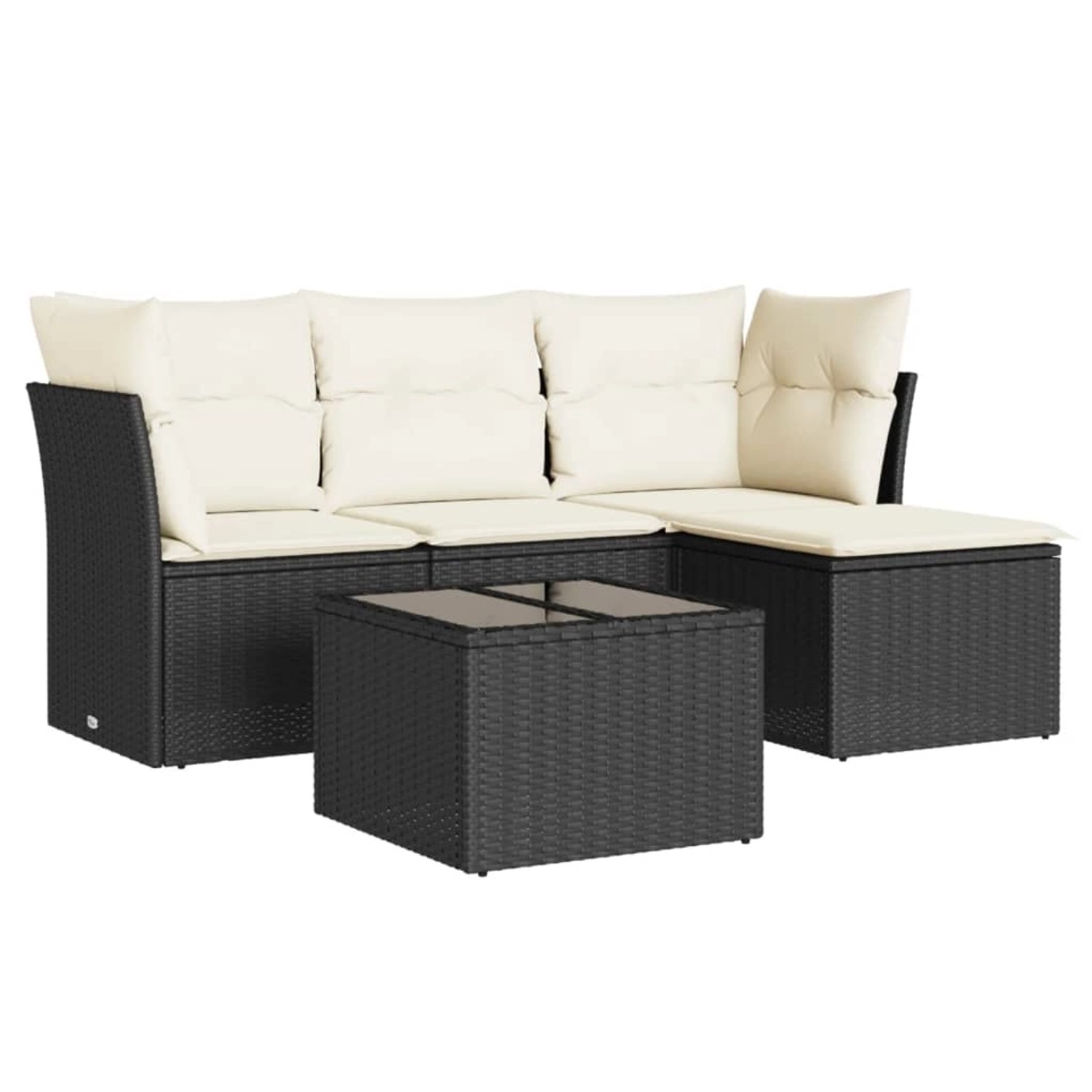 vidaXL 5-tlg Garten-Sofagarnitur mit Kissen Schwarz Poly Rattan Modell 4