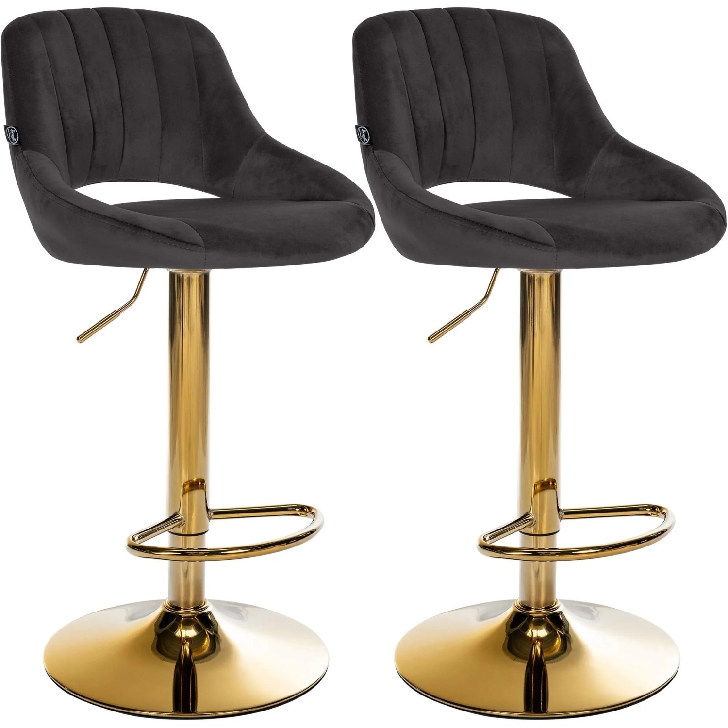 CLP 2er Set Barhocker Milet Samt Metall Gold/Schwarz