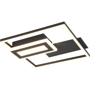 Moderne LED Deckenleuchte Spiro in Schwarz Matt mit geometrischem Design, 33x30cm.