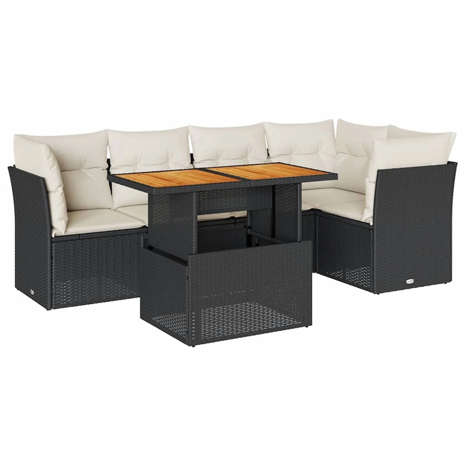 vidaXL 6-Tlg Garten-Sofagarnitur mit Kissen Schwarz Poly Rattan 3326926 günstig online kaufen