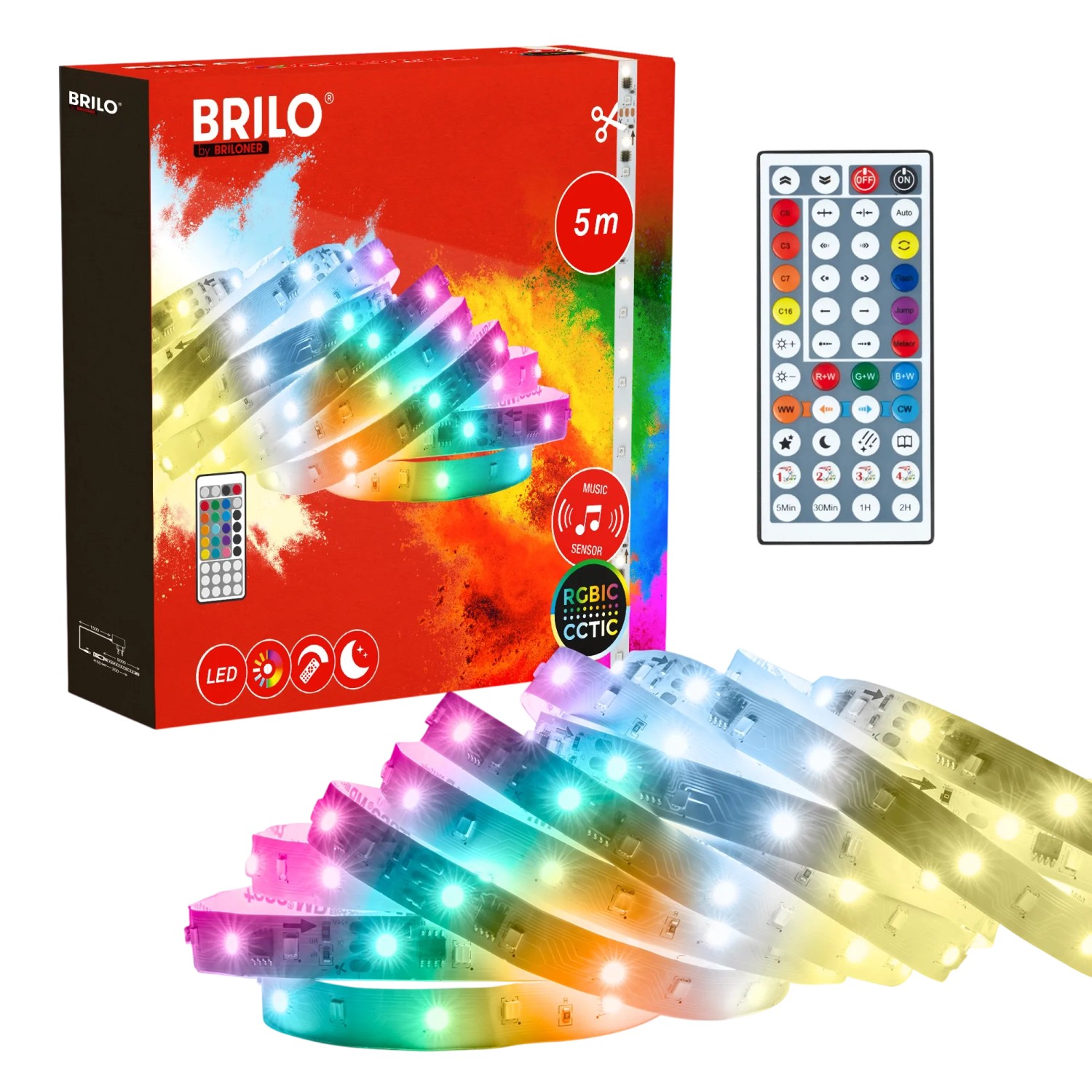 Brilo LED-Band RGBIC CCTIC 5 m Weiß-Mehrfarbig