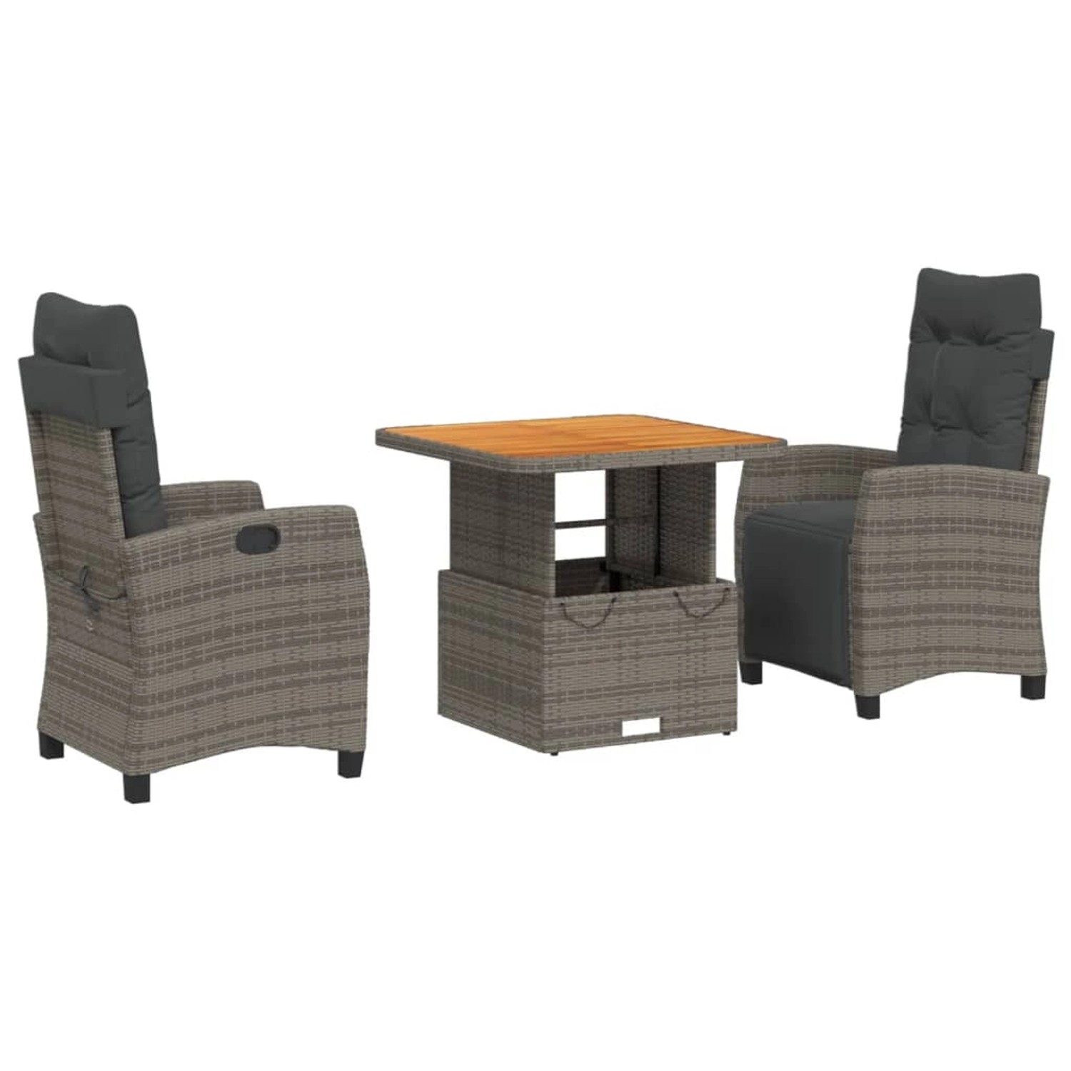 vidaXL 3-Tlg Garten-Essgruppe mit Kissen Grau Poly Rattan 3277399 günstig online kaufen
