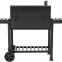 Schwarzer El Fuego Holzkohlegrill Smoker Ontario XXL mit Ablagen und Rädern.