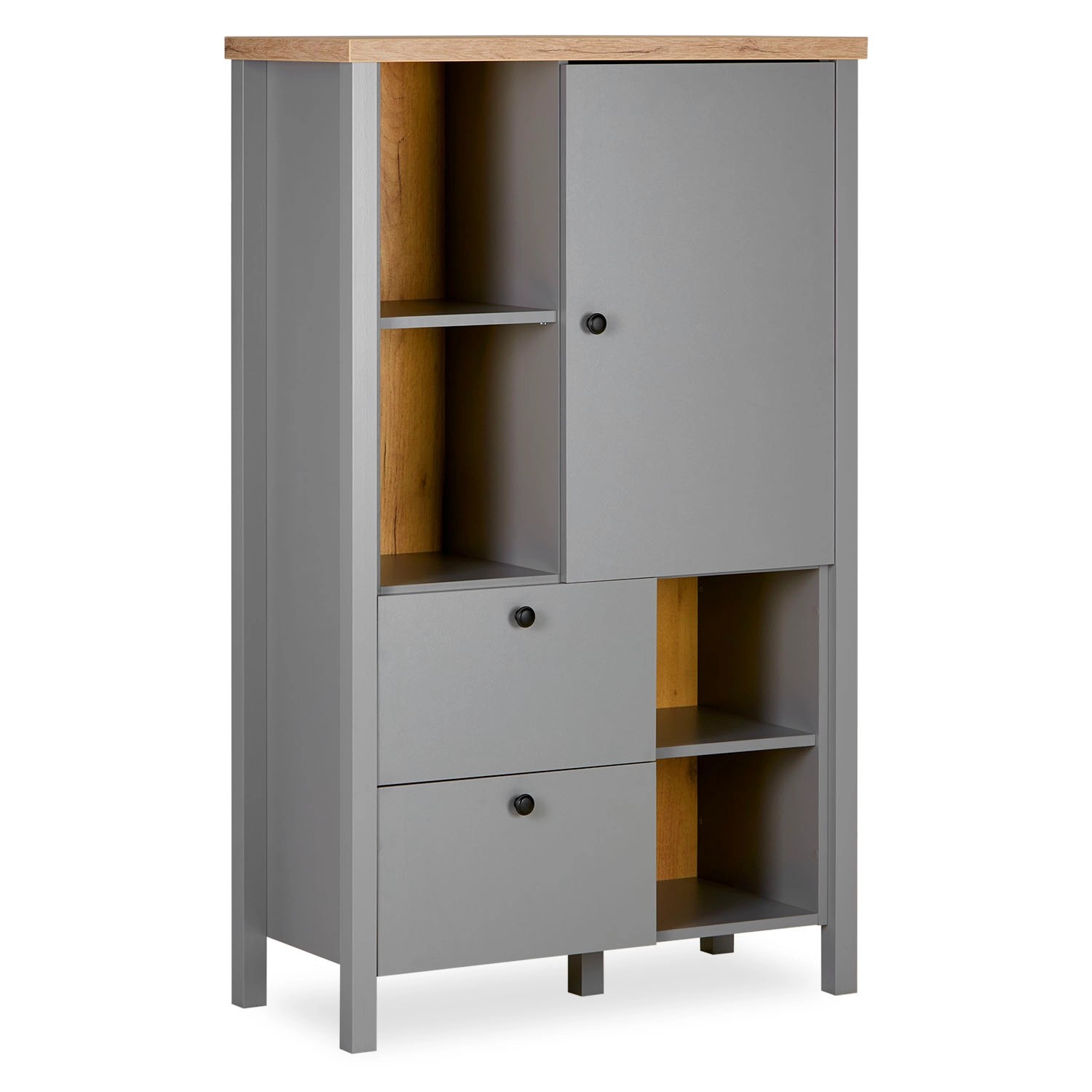 Homestyle4u Highboard Kommode mit Schubladen Sideboard Grau Schrank Holz günstig online kaufen
