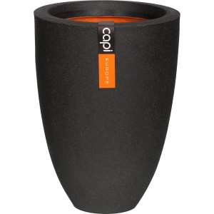 Schwarzer Capi Pflanztopf Smooth, elegant, tief, Ø 36 cm x 48 cm für Innen- und Außenbereich.