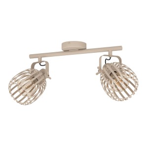 Eglo Spot Girona, 2-flammig, sandfarben. Deckenleuchte mit Käfig-Design für E27 Leuchtmittel.