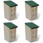 VidaXL Schmetterlingshaus 4er-Set aus Holz mit grünem Dach, ideal als Nistplatz im Garten.