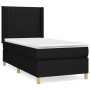 Schwarzes vidaXL Boxspringbett (90x190 cm) mit Matratze und Kopfteil.