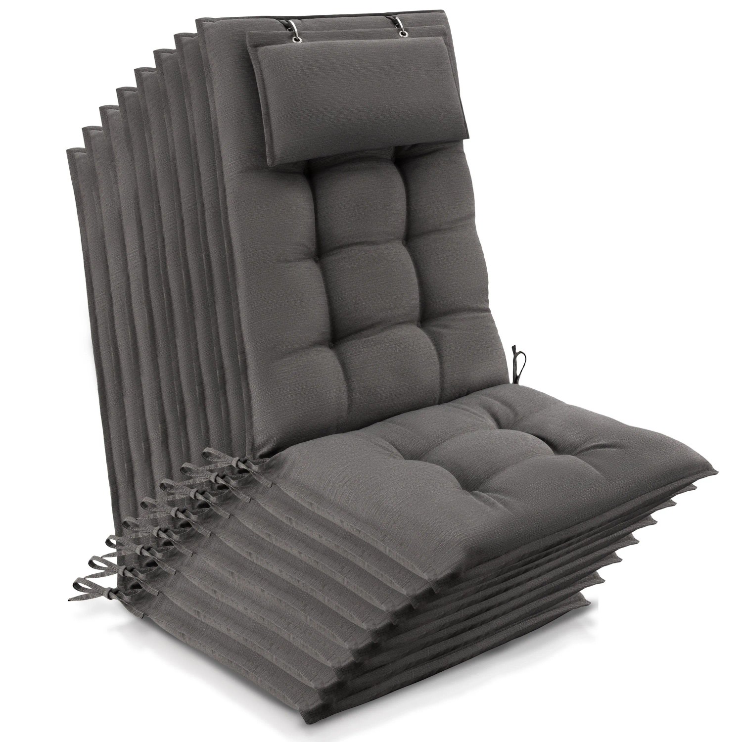 Beautissu 8er Set Sun-HL Hochlehner Auflage 120x50x8cm Taupe