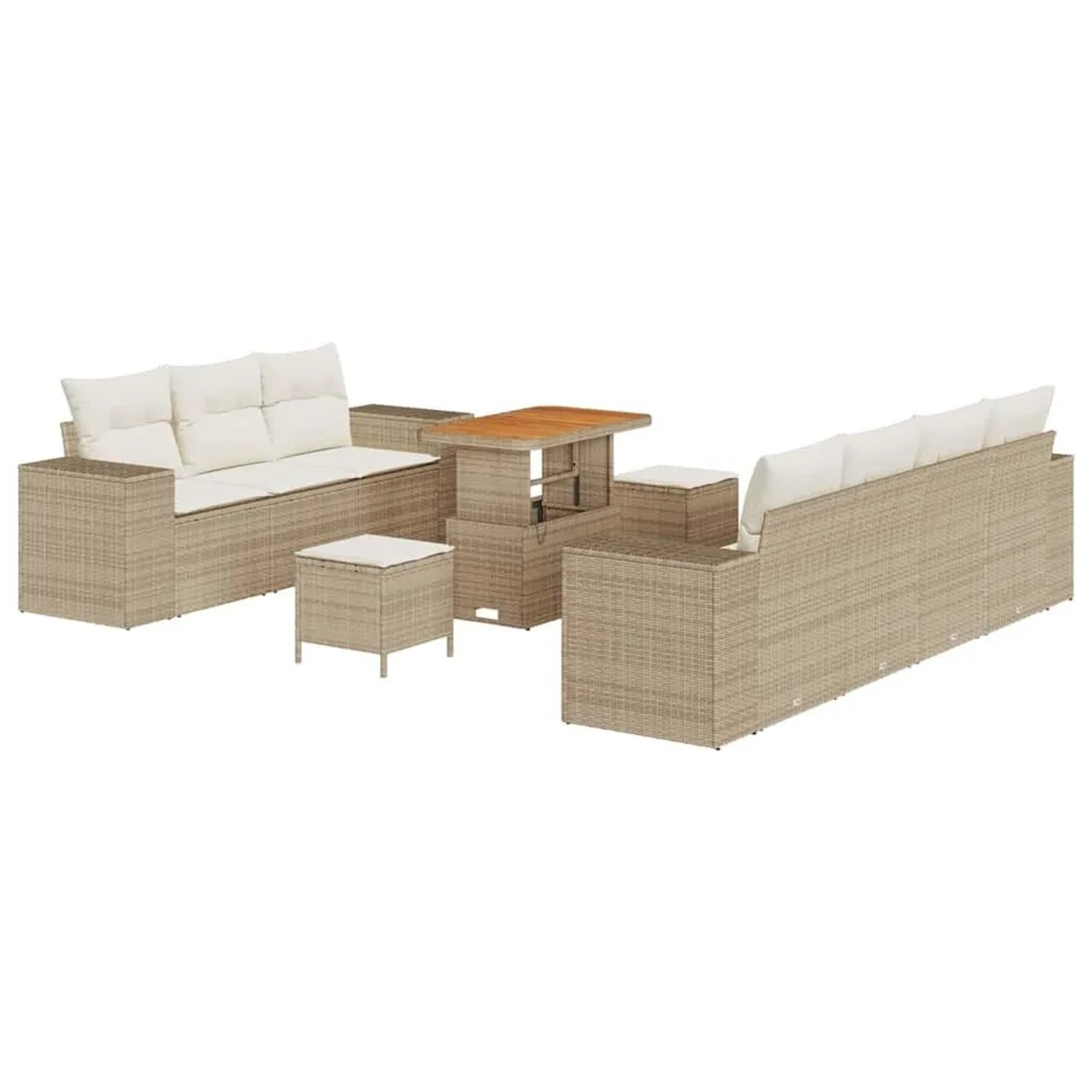 vidaXL Gartensofa-set mit Kissen 10-Tlg Beige und Creme Poly-Rattan 3363921 günstig online kaufen