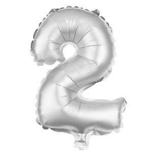 Party Factory Folienballon 100 cm Zahl 2 Silber Ø 100 cm