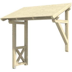 Skan Holz Vordach Paderborn 3 Natur, 242x156cm, aus Fichte KVH, mit Dachschalung. Haustür-Vordach für Hauseingang.