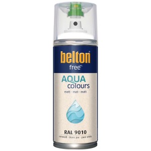 Belton Free AQUAcolours Buntlack Spraydose RAL 9010 Reinweiß matt, wasserbasierend.