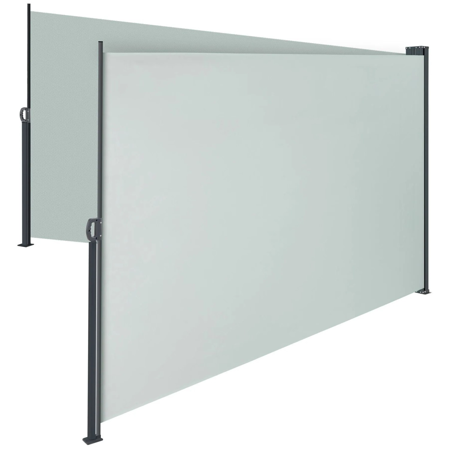 Tectake Doppel Seitenmarkise  160 x 600 cm Wetterfest  Blickdicht 160 x 600 cm 9 x 600 x 160 cm Grau