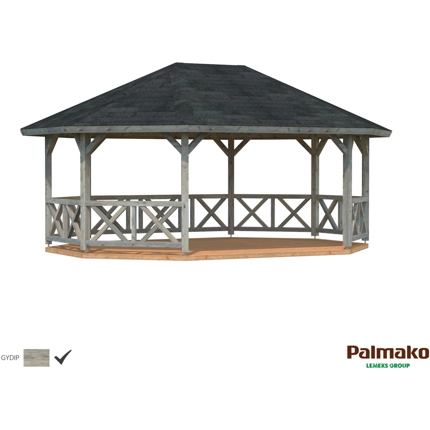 Palmako Holz-Pavillon Betty Grau tauchgrundiert BxT: 615 cm x 465 cm