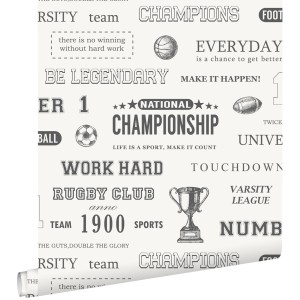 ESTAhome Tapete Sportliche Sprüche Schwarz 53 Cm X 1005 Cm 128817