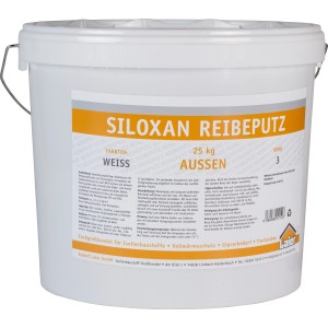 Eimer Laier Siloxan-Reibeputz, Körnung 3 mm, weiß, 25 kg. Oberputz für Aussen.