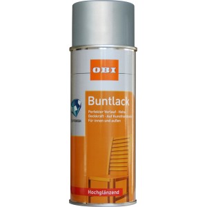 OBI Buntlack Spray RAL 9006 Weißalu hochglänzend, 400ml Dose.