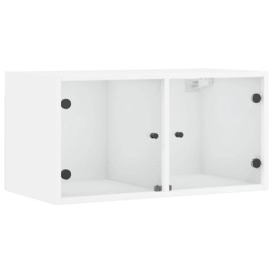 Weißer vidaXL Wandschrank mit Glastüren, 68,5x37x35 cm, für Büro oder Wohnraum.