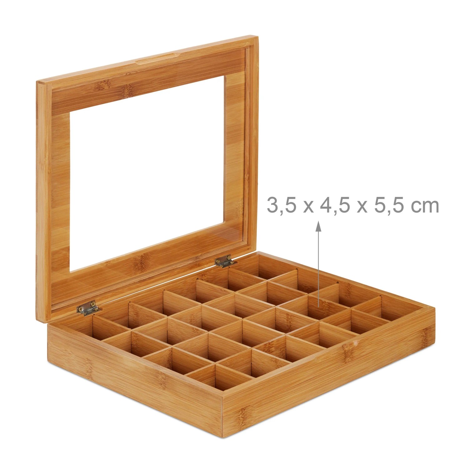 Relaxdays Kapselbox Bambus Natur mit 24 Fächern 5,5 cm x 30 cm x 25 cm 800 g_5