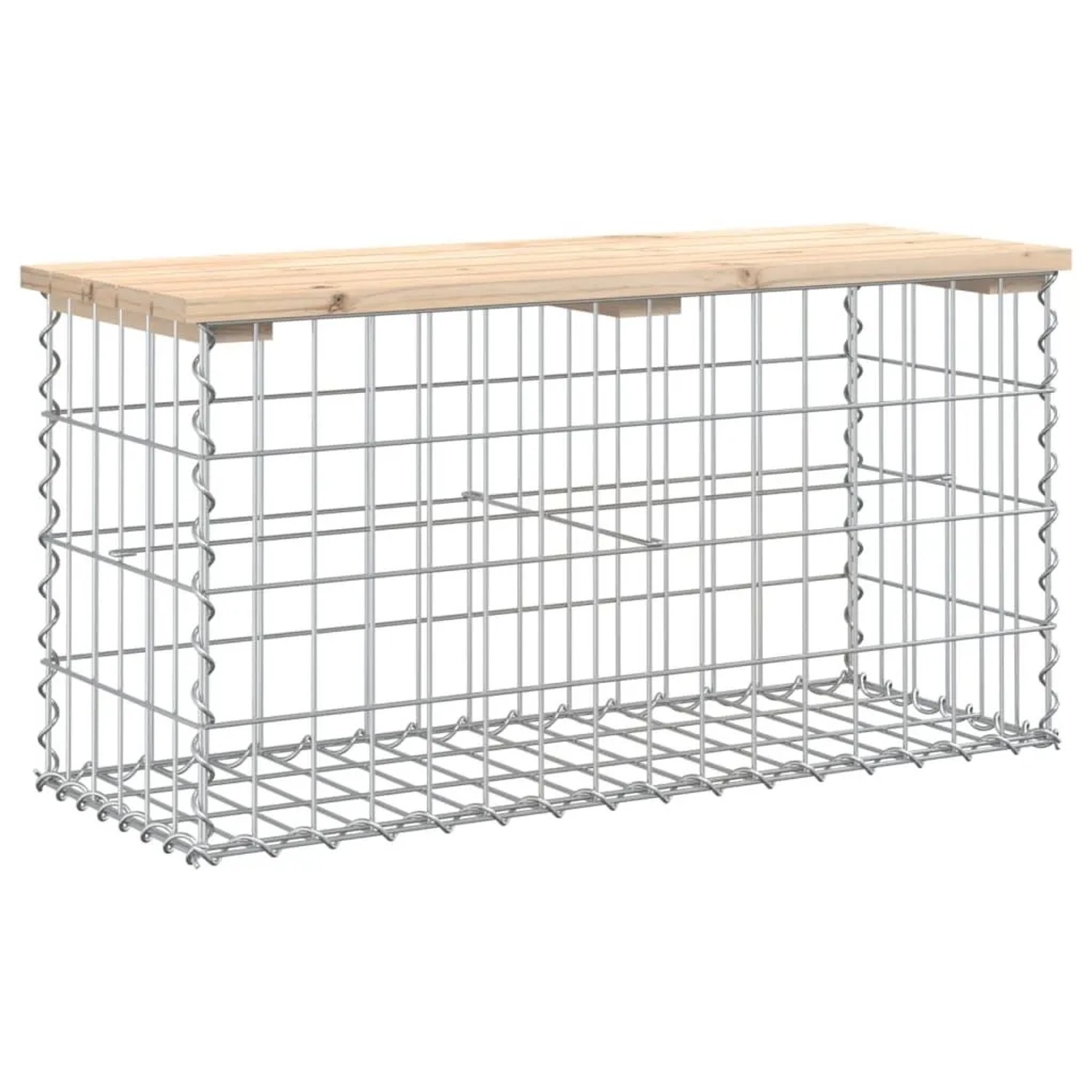 DELUKE Gartenbank Gabionen BIKS Aus Stahl 83x31,5x42cm Kiefernholz Natur Gabionenbank Gabionengitter Ziergabione
