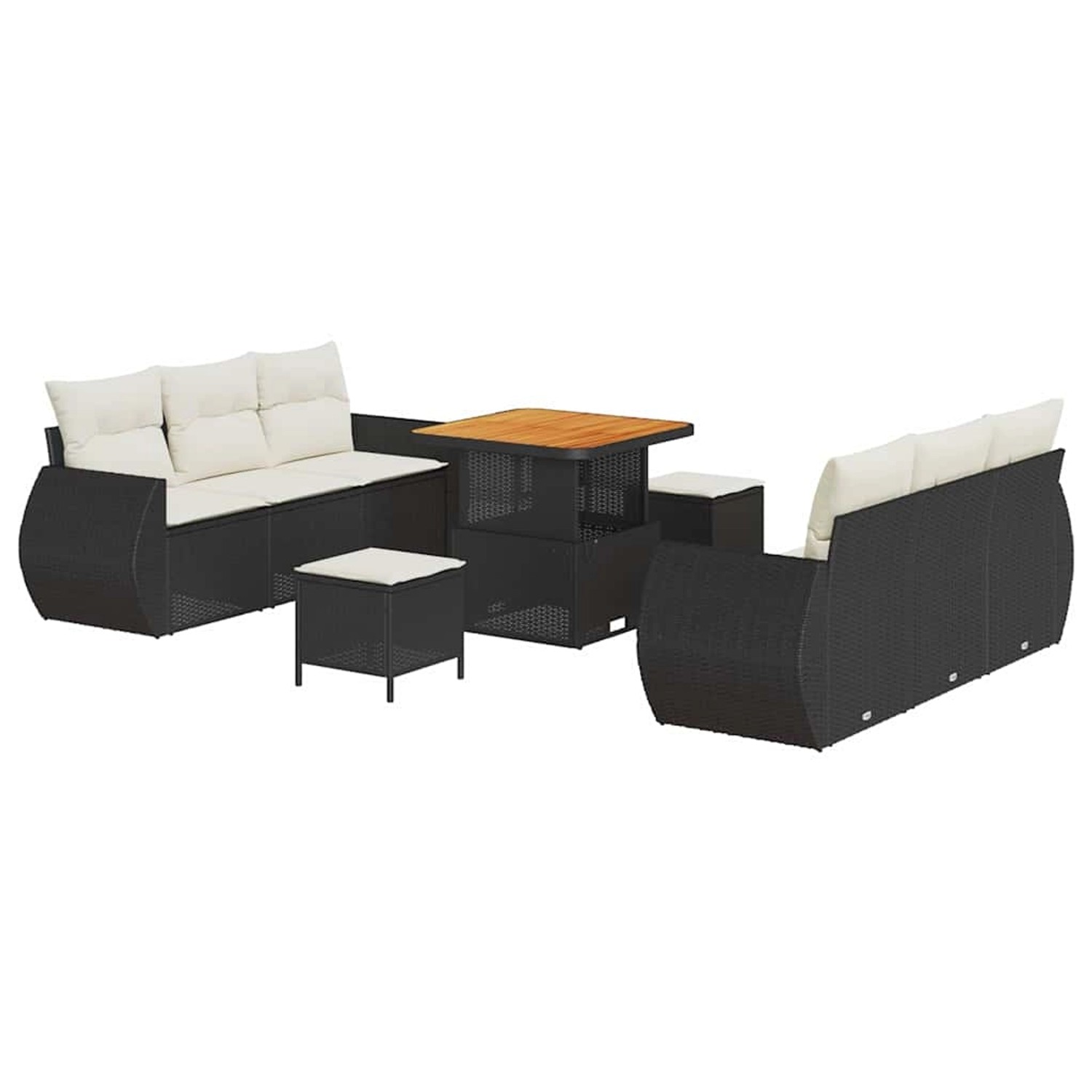 vidaXL Garten-Sofa-Set 9-Tlg Schwarz Poly Rattan 3361825 günstig online kaufen