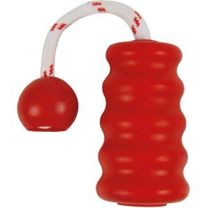 Rotes Trixie Dog Activity Wasserspielzeug mit Seil und Ball für Hunde.