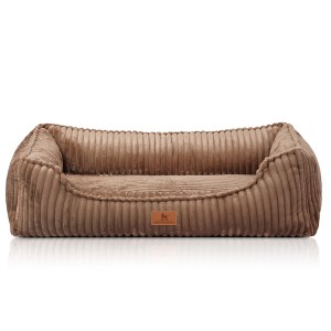 Knuffelwuff Hundebett Sedona XL, orthopädisch, Breitcord braun. Bequemes Hundekörbchen.