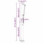 Technische Zeichnung der schwarzen vidaXL Solardusche aus PVC/Aluminium, 217 cm hoch, mit Handbrause und Maßen.