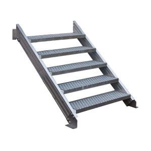 Treba Außentreppe Alaska 3 mit 5 Stufen aus Lochblech, Aluminium, 100x27 cm.