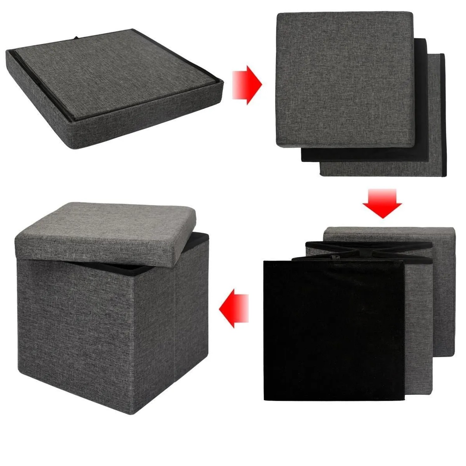 DuneDesign Sitzwürfel mit Stauraum faltbar 38 x 38 x 38 cm kaufen bei OBI