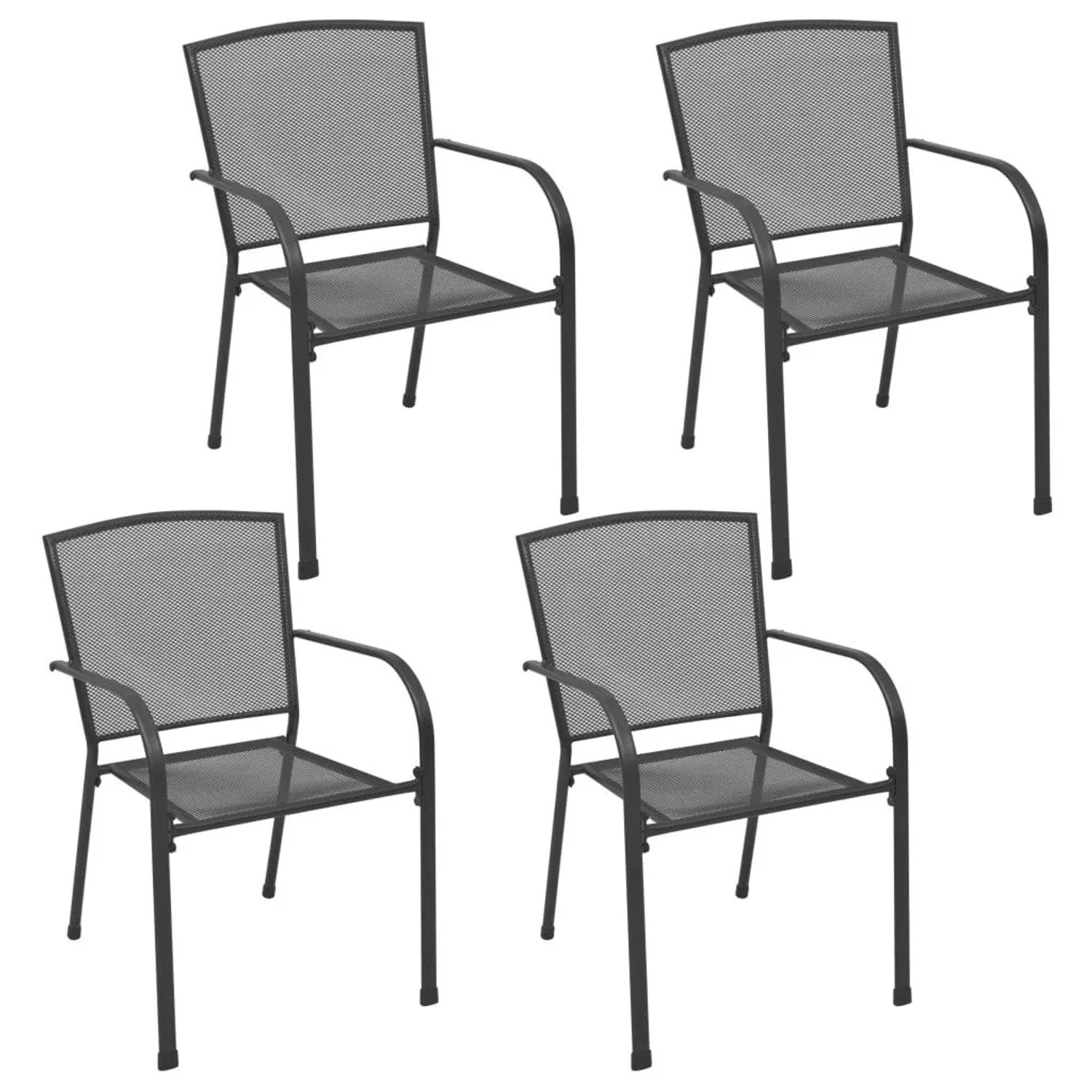 Furnicato Gartenstühle 4 Stk Mesh-design Anthrazit Stahl